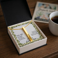 Engraved 4-Sided Stick Necklace with Personalized Message