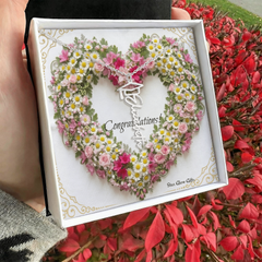 Graduation Name Necklace Custom Designed Flower Heart Display Background