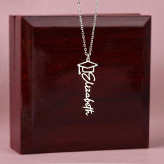 Graduation Name Necklace Custom Designed Flower Heart Display Background