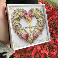 Graduation Name Necklace Custom Designed Flower Heart Display Background