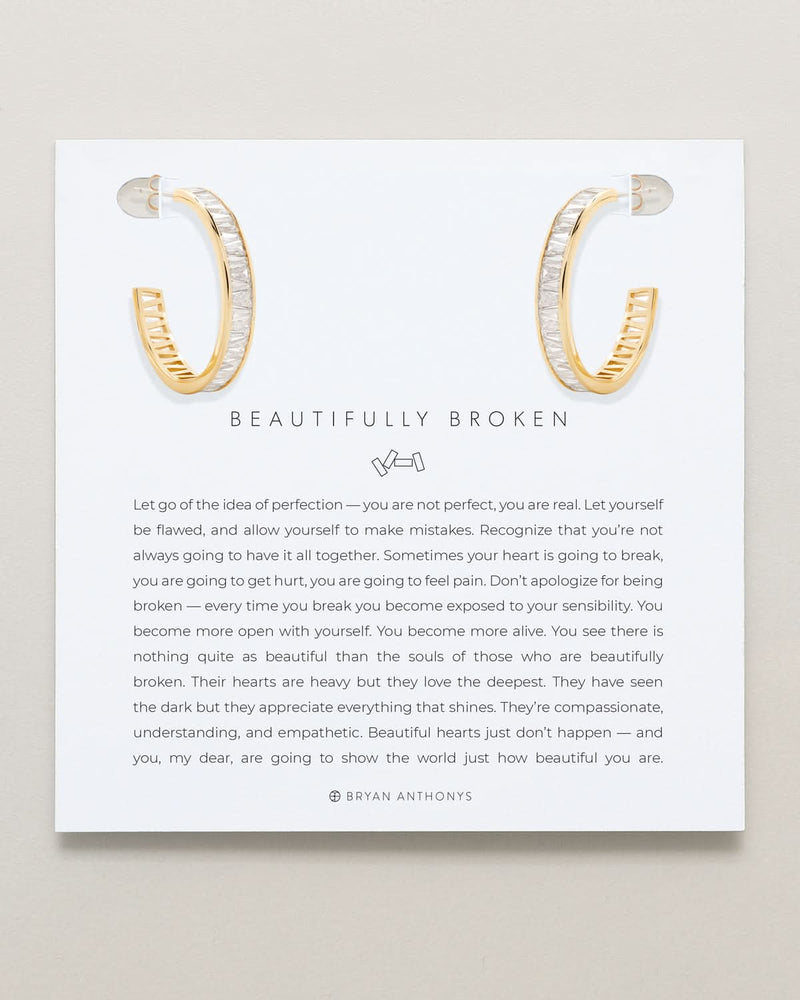 Beautifully Broken Baguette Midi Hoop Earrings
