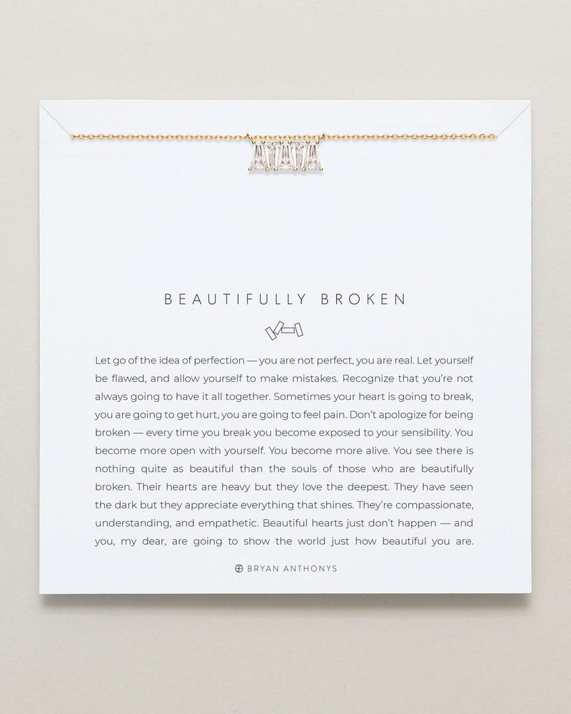 Beautifully Broken Baguette Dainty Necklace