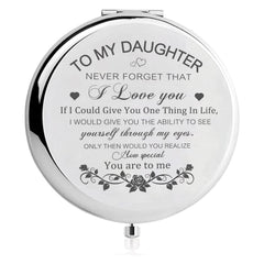 GAOLZIUY Daughter Gifts Compact Mirror from Mom Silver Daughters Compact Mirror Birthday Gifts for Daughter from Mother for Daughter Birthday Graduation Wedding Anniversary Christmas