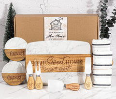 House Warming Gifts New Home11 Pcs Housewarming Gifts Basket for New HouseUnique Housewarming Gift Baskets for Couples Clients Women (White Marble)
