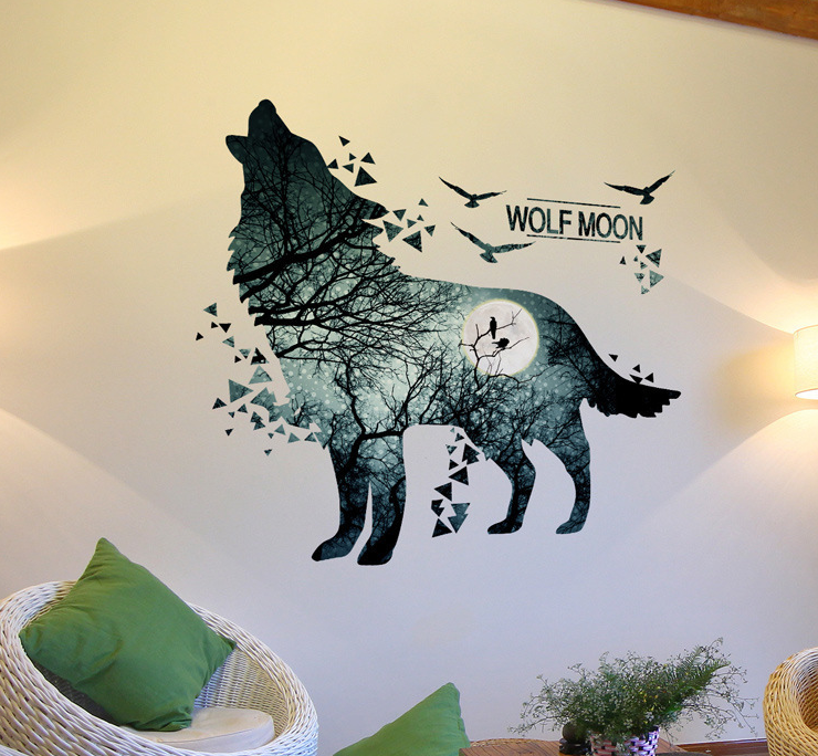 Wolf Moon Forest Wall Sticker