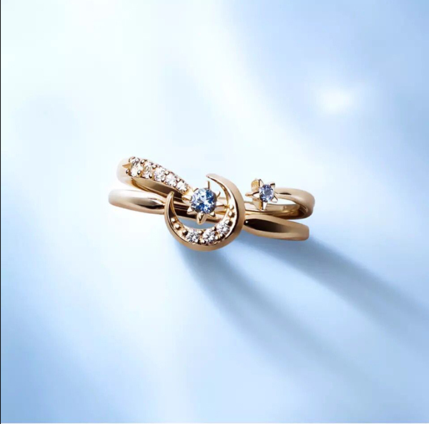 Moon and Star Zirconia Ring Set