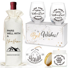 House Warming Gifts New Home Unique Housewarming Gift Basket Ideas For Couple Women Closing Gifts For Home Buyers First Apartment Essentials For Homeowners Realtor Gift Wine Glasses Bag Set