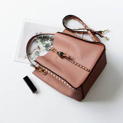 Studded Handbag, Leopard Head Shoulder Bag, Bucket Bag